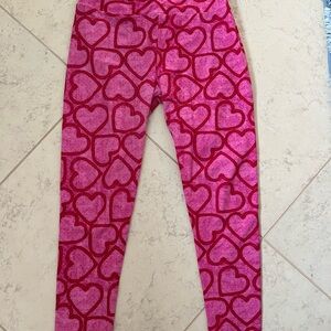 LuLaRoe Pink Heart Leggings One Size